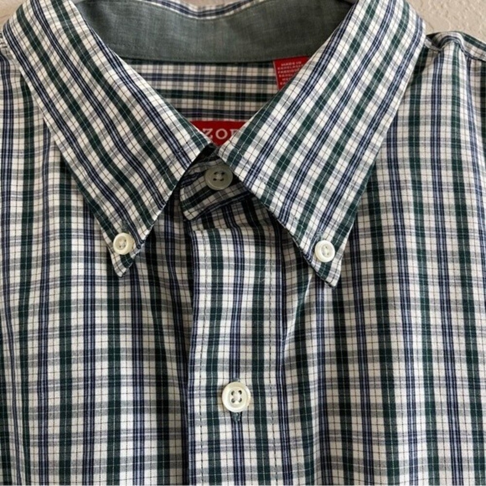 IZOD Long Sleeve Plaid Button Down Mens Shirt 100% Cotton XL - Picture 6 of 8